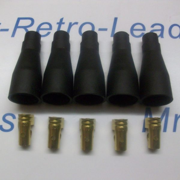 5 X Straight 7mm 8mm Distributor Ignition Lead Boots Cover Terminals Kit Coil Ht Mr Retro Leads