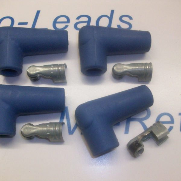 Blue Silicone Spark Plug Rubber Boot Fitting Plus 4 X Terminals 4 X 90
