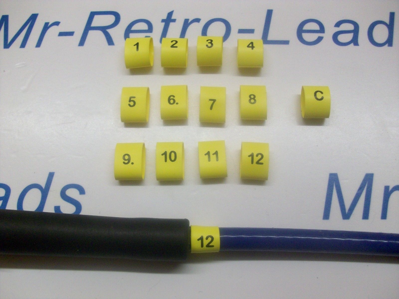 Ignition Lead Plug Numbers 1 / 12 Heat Shrink Ht Lead Black On Yellow