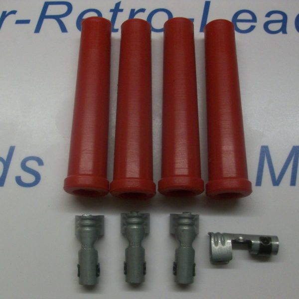 Red Ignition Lead Spark Plug Boots Terminals Straight Fitting Silicone