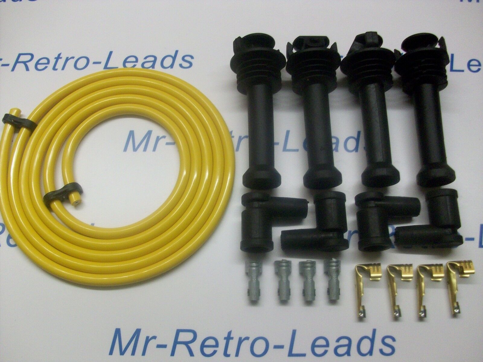 Yellow 8mm Performance Ignition Lead Kit For Ford Silver Top Kit Cars 117mm Boot