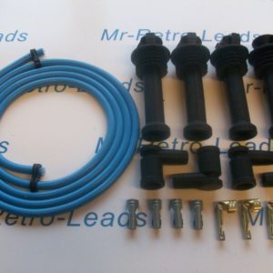 Light Blue 8mm Performance Ignition Lead Kit For Black Top Kit Cars 111mm Boots