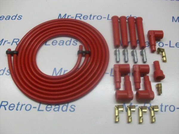 All Red 8mm Performance Ignition Lead Kit For The 4 Cyl 3 Meters Ideal Kit Cars