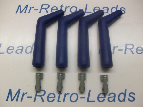 4 Blue Silicone Ignition Lead Spark Plug Boot Terminal 45 / 135 Degree V8 Gmc