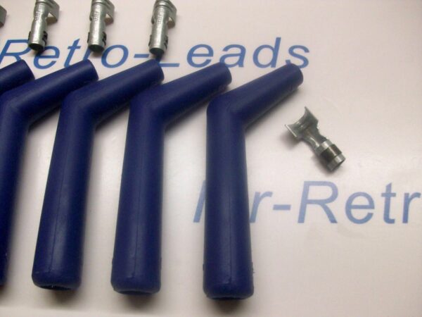 6 Blue Silicone Ignition Lead Spark Plug Boot Terminal 45 / 135 Degree V8 Gmc