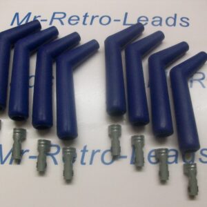 8 Blue Silicone Ignition Lead Spark Plug Boot Terminal 45 / 135 Degree V8 Gmc