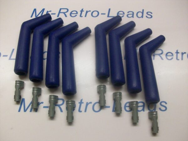 8 Blue Silicone Ignition Lead Spark Plug Boot Terminal 45 / 135 Degree V8 Gmc
