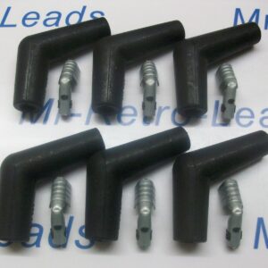 Black 7mm 8mm Ignition Spark Plug Rubber Boot Kit Terminals 45 / 135 Degree X 6