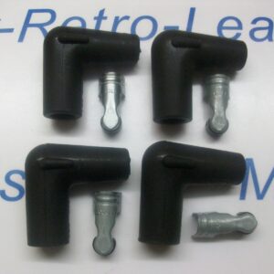 Black Silicone Spark Plug Rubber Boot Fitting Plus 4 X Terminals 4 X 90" Degree