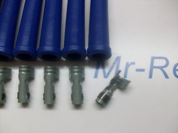 Blue Ignition Lead Spark Plug Boots Terminals Straight Fitting Silicone Kit X 6