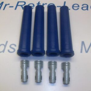 Blue Ignition Lead Spark Plug Boots Terminals Straight Fitting Silicone Kit X 4