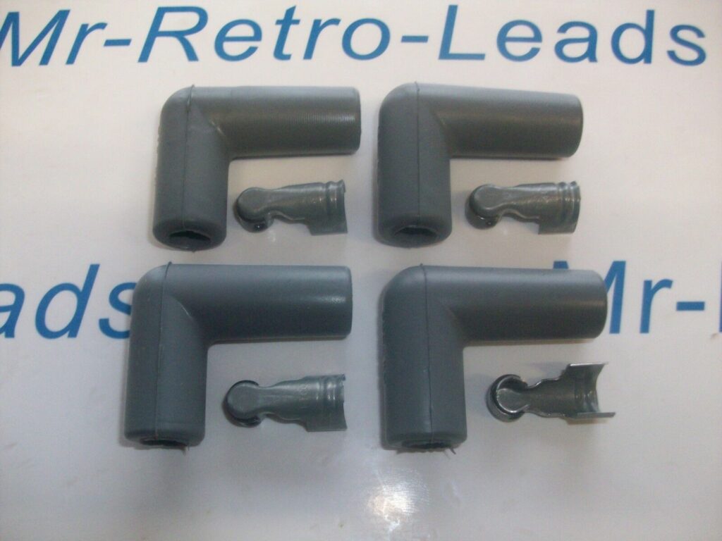 Grey Silicone Spark Plug Rubber Boot Fitting Plus 4 X Terminals 4 X 90