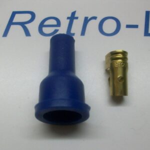 Ignition Lead Distributor Plug Fitting Blue Silicone Boot Cap Terminal Straight