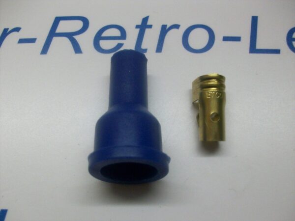 Ignition Lead Distributor Plug Fitting Blue Silicone Boot Cap Terminal Straight