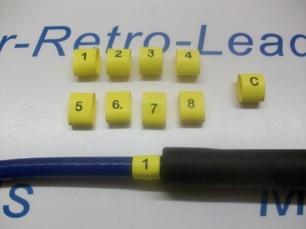 Ignition Lead Plug Numbers 1 / 8 Heat Shrink Ht Lead Black On Yellow  1 / 8 & C