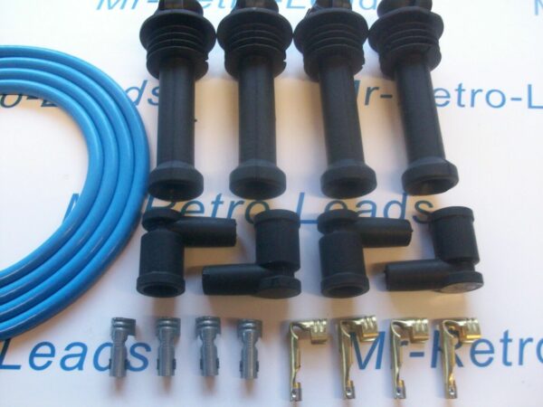 Light Blue 8mm Performance Ignition Lead Kit For Black Top Kit Cars 111mm Boots