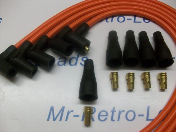Orange 8mm Performance Ignition Lead Kit Ht For 4 Cil 90"degree Spark Kit Car