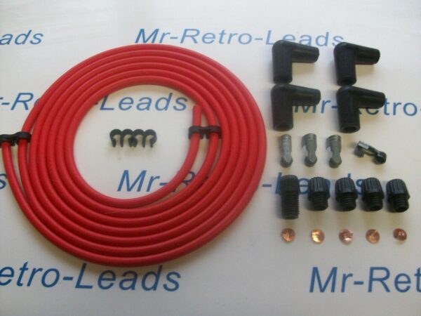 Red 7mm Copper Core Tinned Ignition Lead Kit 3 Meters Ht Kit Car Older Cars