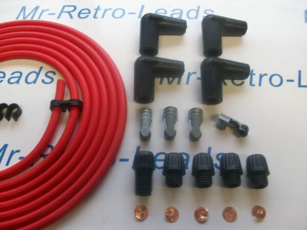 Red 7mm Copper Core Tinned Ignition Lead Kit 3 Meters Ht Kit Car Older Cars