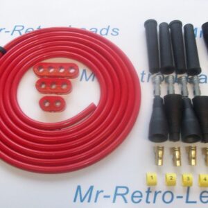 Red 8mm Performance Ignition Lead Kit Holders Numbers For Kit Cars 3 Meters Lead