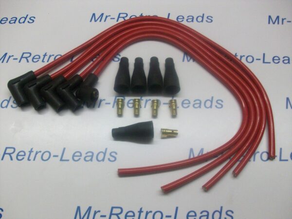 Red 8mm Performance Ignition Lead Kit Suitable For 4 Cyl 90"degree Spark Kit Car