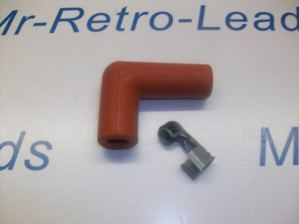 Red 90" Degree Ignition Lead Spark Plug Boot Fitting 90" Spark Plug Terminal