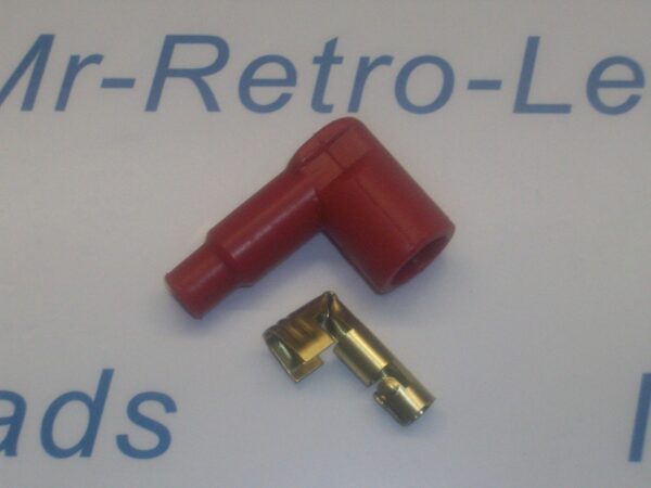 Red Ignition Lead Distributor Plug Fitting Rubber Boot Cap Terminal 90 Degree