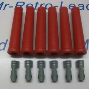 Red Ignition Lead Spark Plug Boots Terminals Straight Fitting Silicone Kit X 6