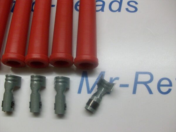 Red Ignition Lead Spark Plug Boots Terminals Straight Fitting Silicone Kit X 6