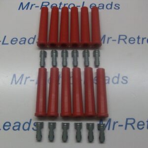 Red Ignition Lead Spark Plug Boots Terminals Straight Fitting Silicone Kit X 12