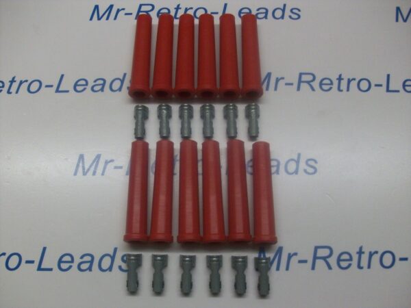 Red Ignition Lead Spark Plug Boots Terminals Straight Fitting Silicone Kit X 12