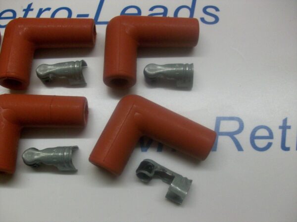 Red Ignition Spark Plug Rubber Boot Fitting  90"degree + Terminals X 6 Quality