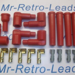 Red Silicone Ignition Lead Kit Spark Plug Boots Distributor Fittings Ht Quality