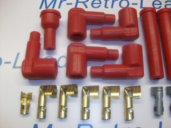 Red Silicone Ignition Lead Kit Spark Plug Boots Distributor Fittings Ht Quality