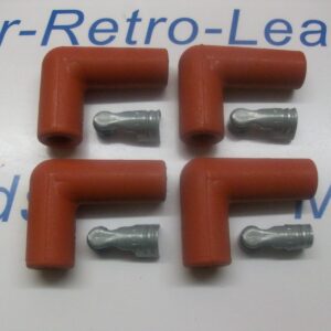 Red Silicone Spark Plug Rubber Boot Fitting Plus 4 X Terminals 4 X 90" Degree