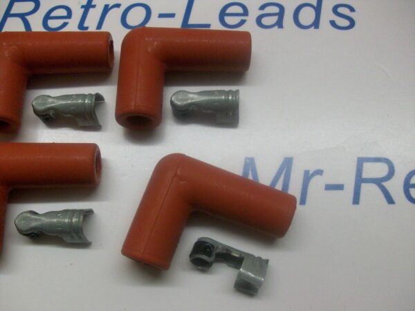 Red Silicone Spark Plug Rubber Boot Fitting Plus 4 X Terminals 4 X 90" Degree
