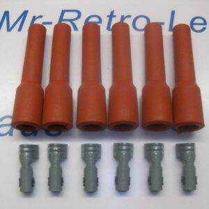 Retro Red Ignition Spark Plug Rubber Boots & Terminals X 6  Full Set V6 Engine