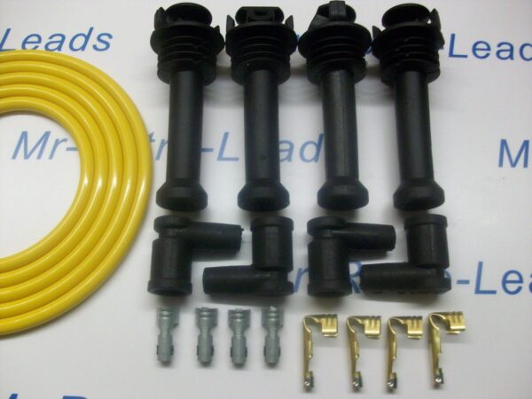 Yellow 8mm Performance Ignition Lead Kit For The Black Top Kit Cars 111mm Boots