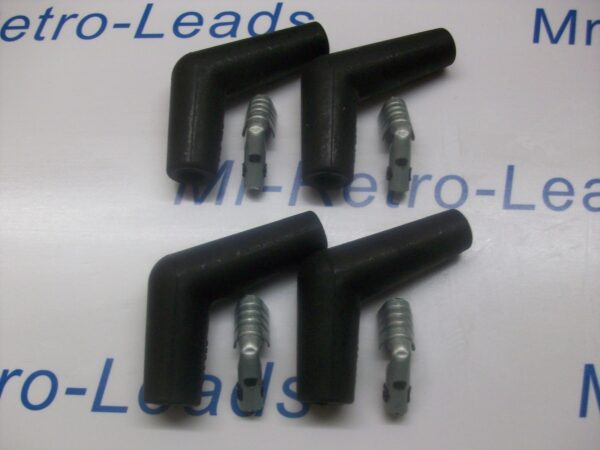 4 Ignition Spark Plug Rubber Boot Kit Terminals 45 / 135 Degree Stainless Steel