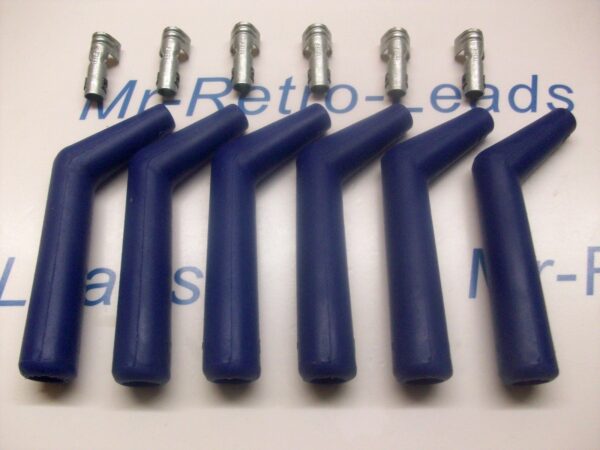 6 Blue Silicone Ignition Lead Spark Plug Boot Terminal 45 / 135 Degree V8 Gmc