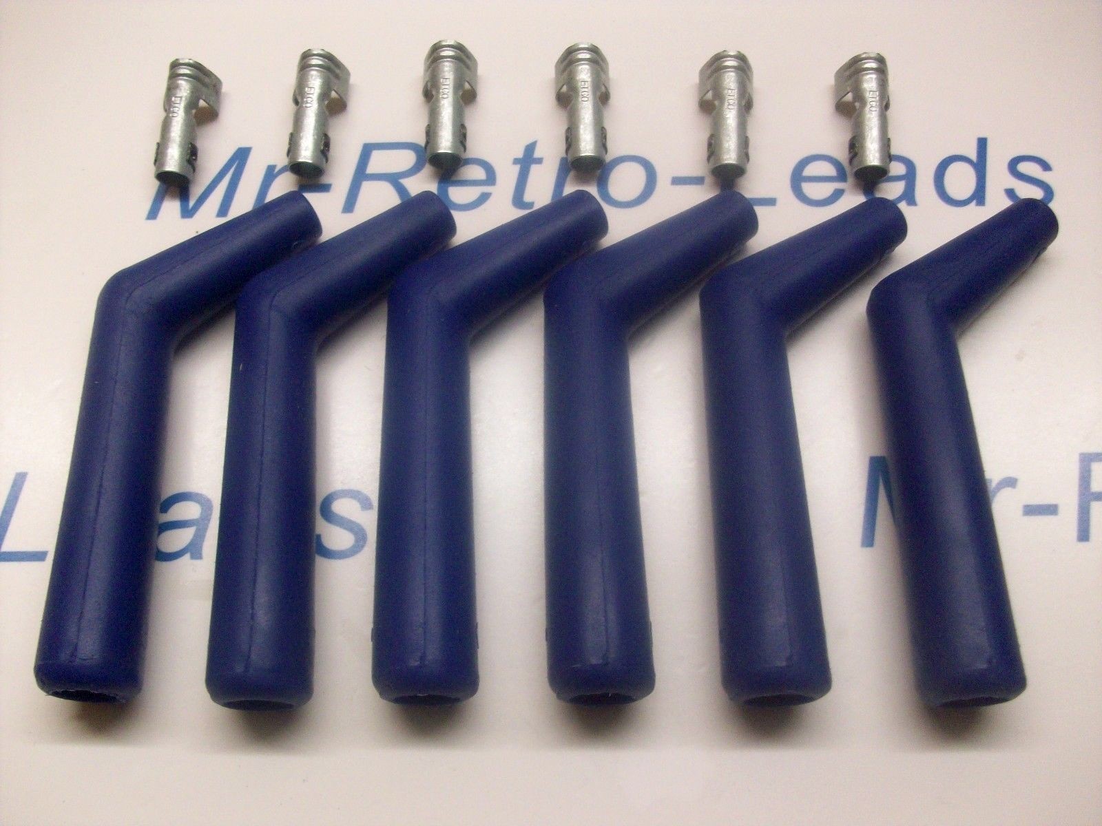 6 Blue Silicone Ignition Lead Spark Plug Boot Terminal 45 / 135 Degree V8 Gmc 