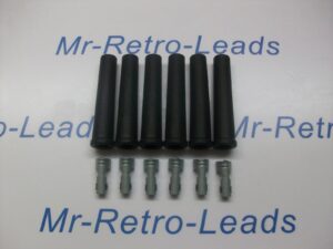 6 X Black Silicone Ignition Lead Spark Plug Boots Plus Terminals Kit Full Set