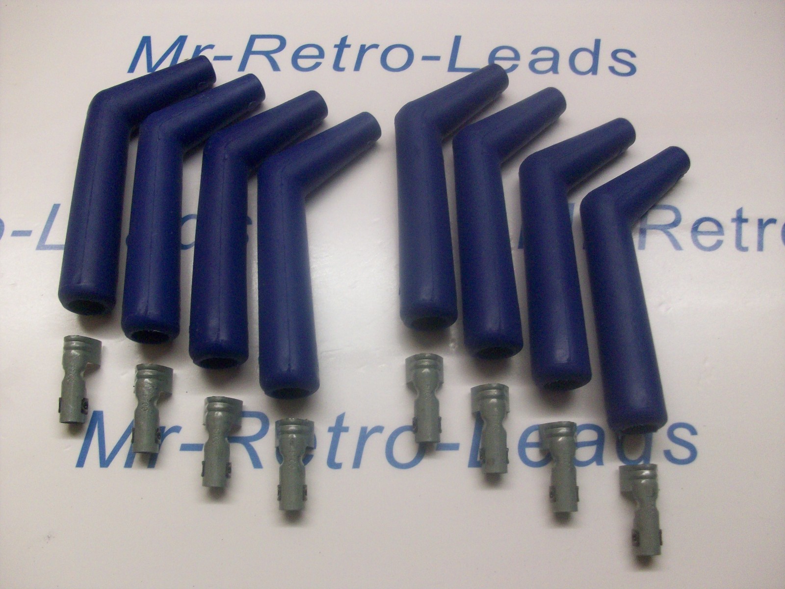 8 Blue Silicone Ignition Lead Spark Plug Boot Terminal 45 / 135 Degree V8 Gmc 