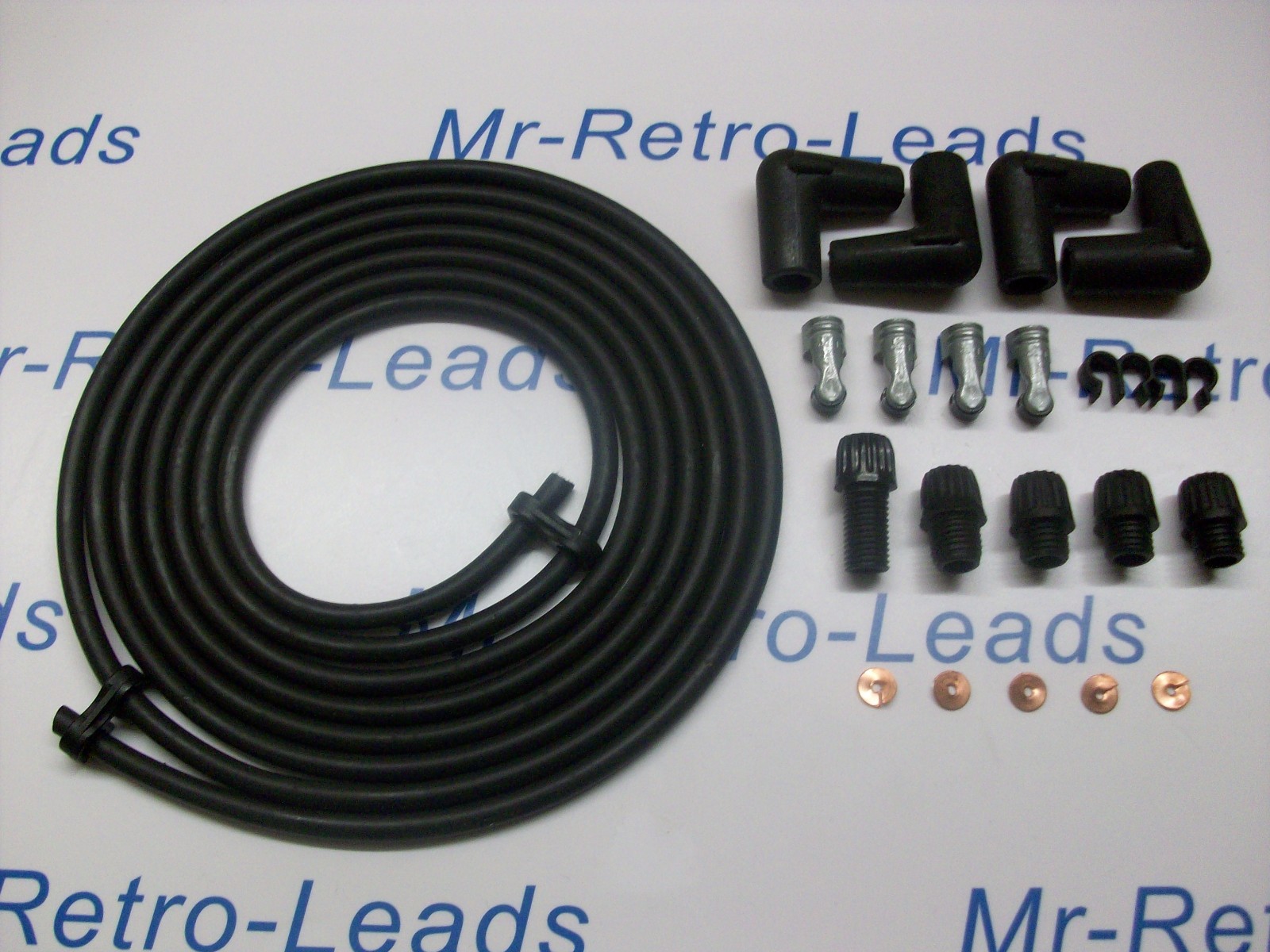 Black 7mm Copper Core Tinned Ignition Lead Kit 3 Meters Ht Kit Car Older Cars