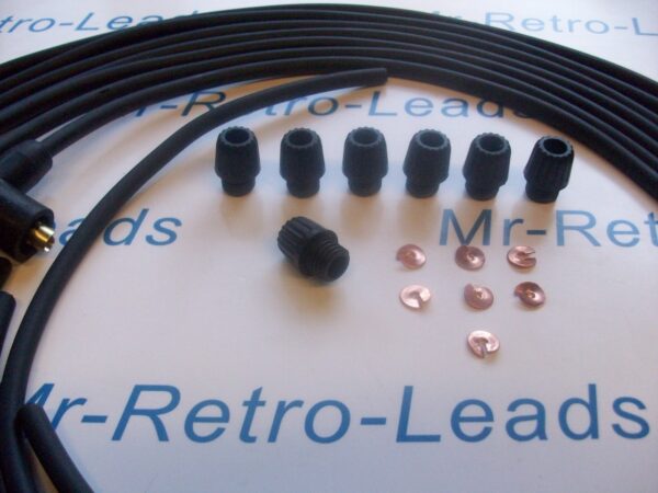 Black 7mm Copper Ignition Lead Kit For Jaguar Mk 2 Xj6 Xk Xk150 With Acorns