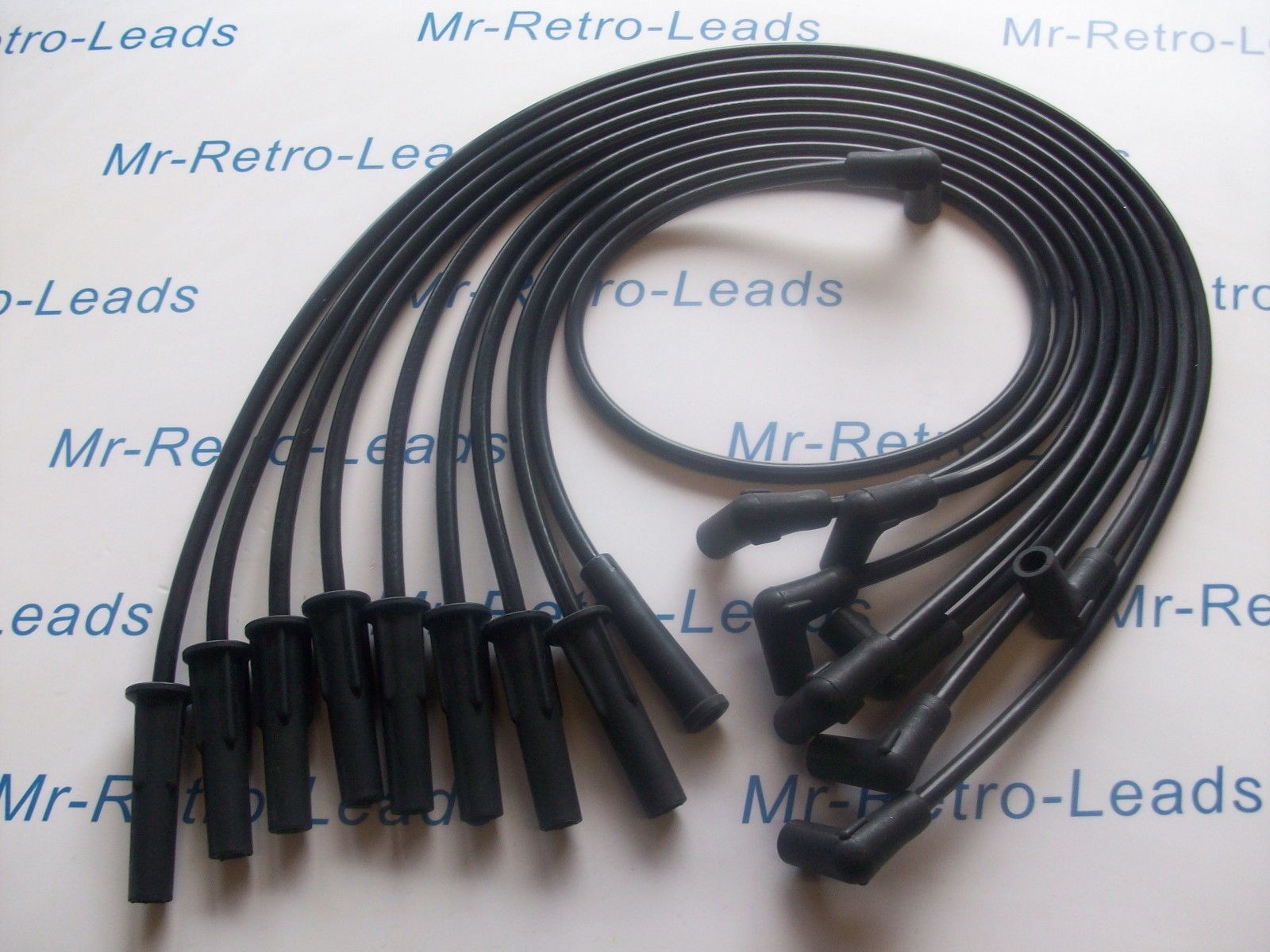 Black 8mm Performance Ignition Leads For Cleveland 460 351 302 V8 Hei Cap Ht..