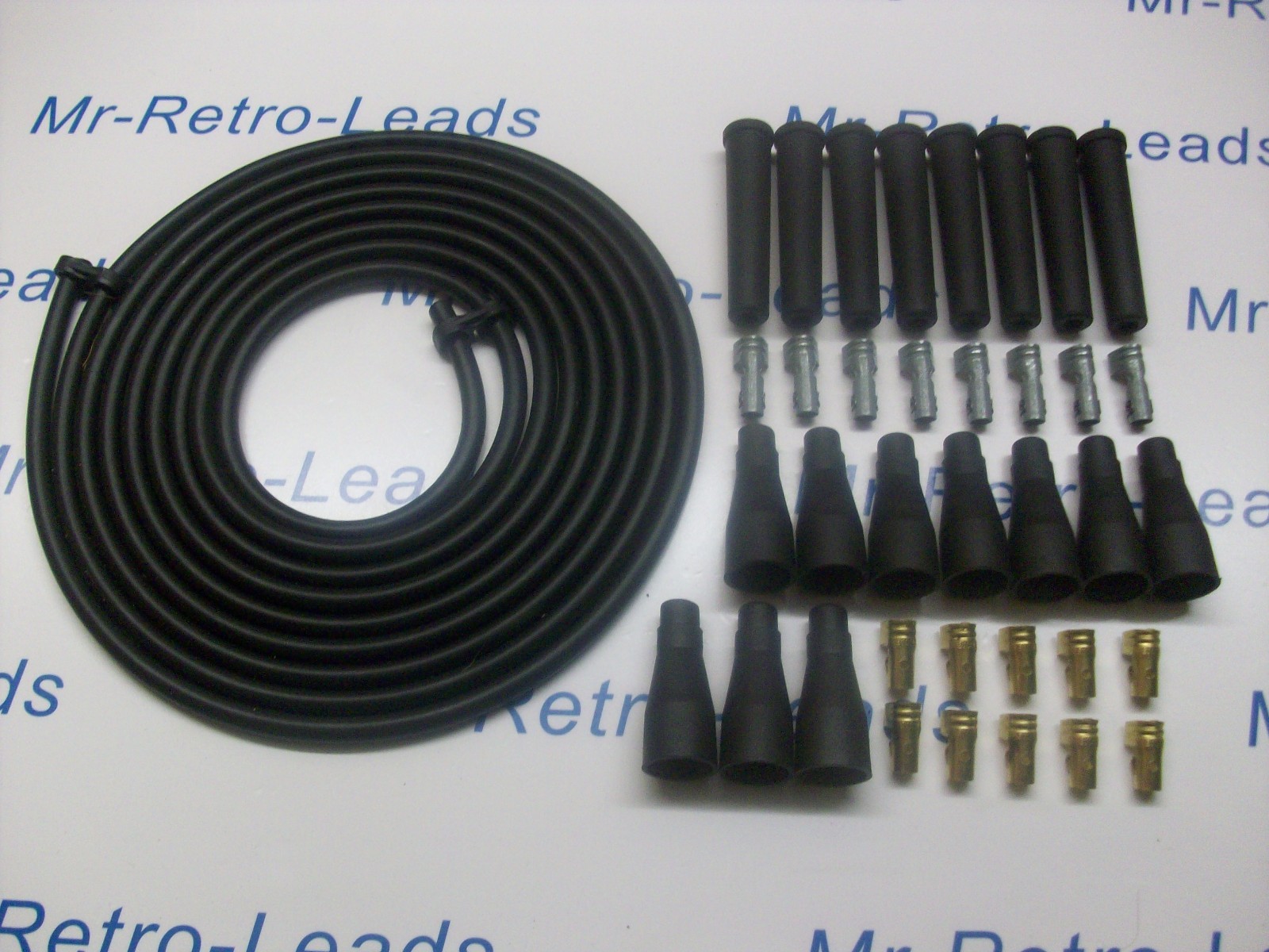 Black 8mm Performance Ignition Lead Kit Lead For V8 Car 6 Meters Kit Quality Ht.