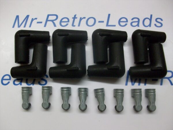 Black Ignition Spark Plug Rubber Boot Fitting Cover  8 X 90"degree Terminals Hei