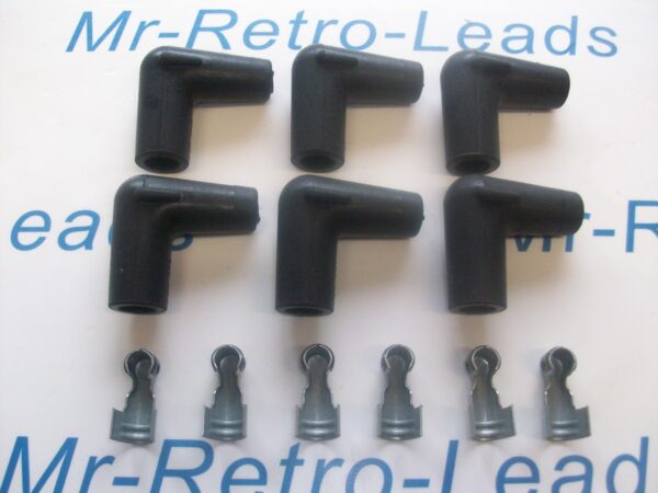 Black Ignition Spark Plug Rubber Boot Fitting  90"degree + Terminals X 6 Quality