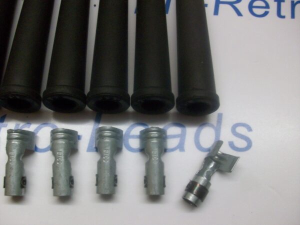 Black Ignition Spark Plug Rubber Boots & Trminals X 8  Full Set V8 Engine Kit